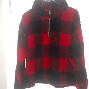 Women Fashion nova buffalo print pullover sweater with adjustable waist string.